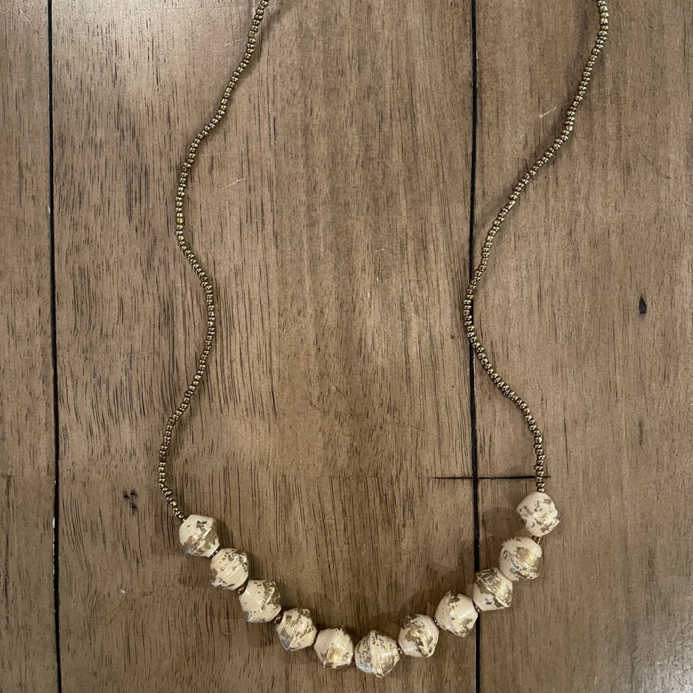 Handmade Gold Fleck Beaded Necklace